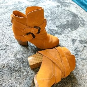 Tan suede booties